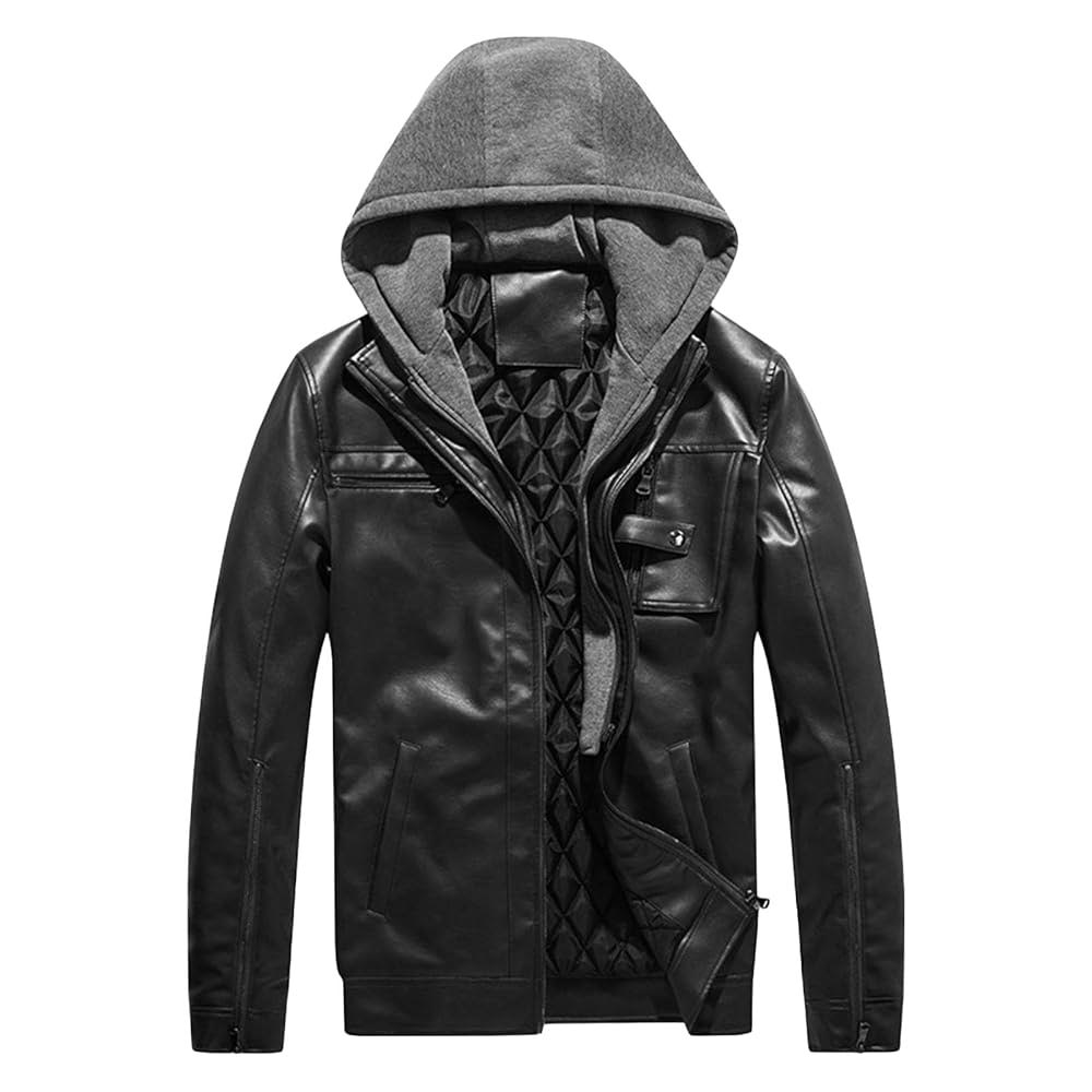 Men black leather jacket by TF Role Fashion